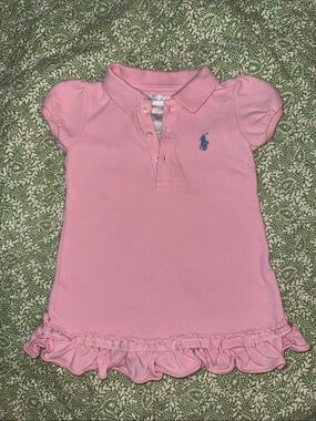 Ralph Lauren Pink Polo Ruffle-Hem Baby Girl Dress